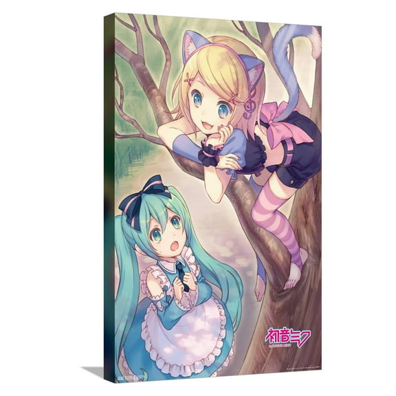 Hatsune Miku - Hatsune and Kagamine Canvas Wall Poster, 14.725" x 22.375"