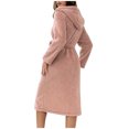 thumbnail image 3 of Hooded Fleece Robe Womens Belted Soft Long Plush Bathrobe Lounge Winter Warm Fuzzy Robes Nightgowns with Pockets, 3 of 6