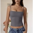 thumbnail image 2 of Tank Tops for Women, Skinny Solid Color Adjustable Spaghetti Strap Trendy Camisole, 2 of 4