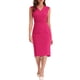 thumbnail image 1 of Vestido de tubo sin mangas de V cuello para mujeres Inspire Chic, vestido de lápiz con cinturón para el trabajo, fucsia 3XL, 1 of 6