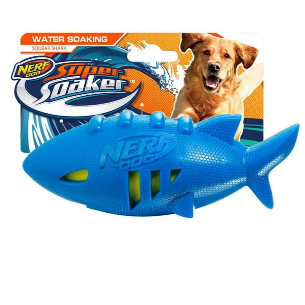 Nerf Dog Shark Football Dog Toy with Interactive Squeak and Crunch