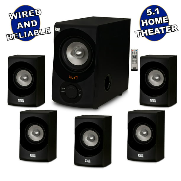 Acoustic Audio by Goldwood AA5171 5.1 Surround Bluetooth Home Entertainment System (6 Speakers, 5.1 Channels, with Silver) - Walmart.com