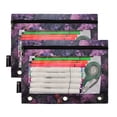 thumbnail image 3 of Cats Flowers Floral Purple 2 Pack Pencil Pouches Zipper Pencil Case 3 Ring Pencil Pouch Cosmetic Bag, 3 of 6