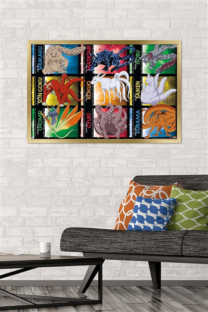 Naruto Shippuden - Biju Grid Wall Poster, 22.375" x 34" Framed