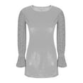 thumbnail image 6 of Black Dresses for Women - Women Casual Long Sleeve Dresses, Holiday Dresses for Women - Summer Flowy Crewneck A-Line Plain Midi Dress Gray Size:S, 6 of 7