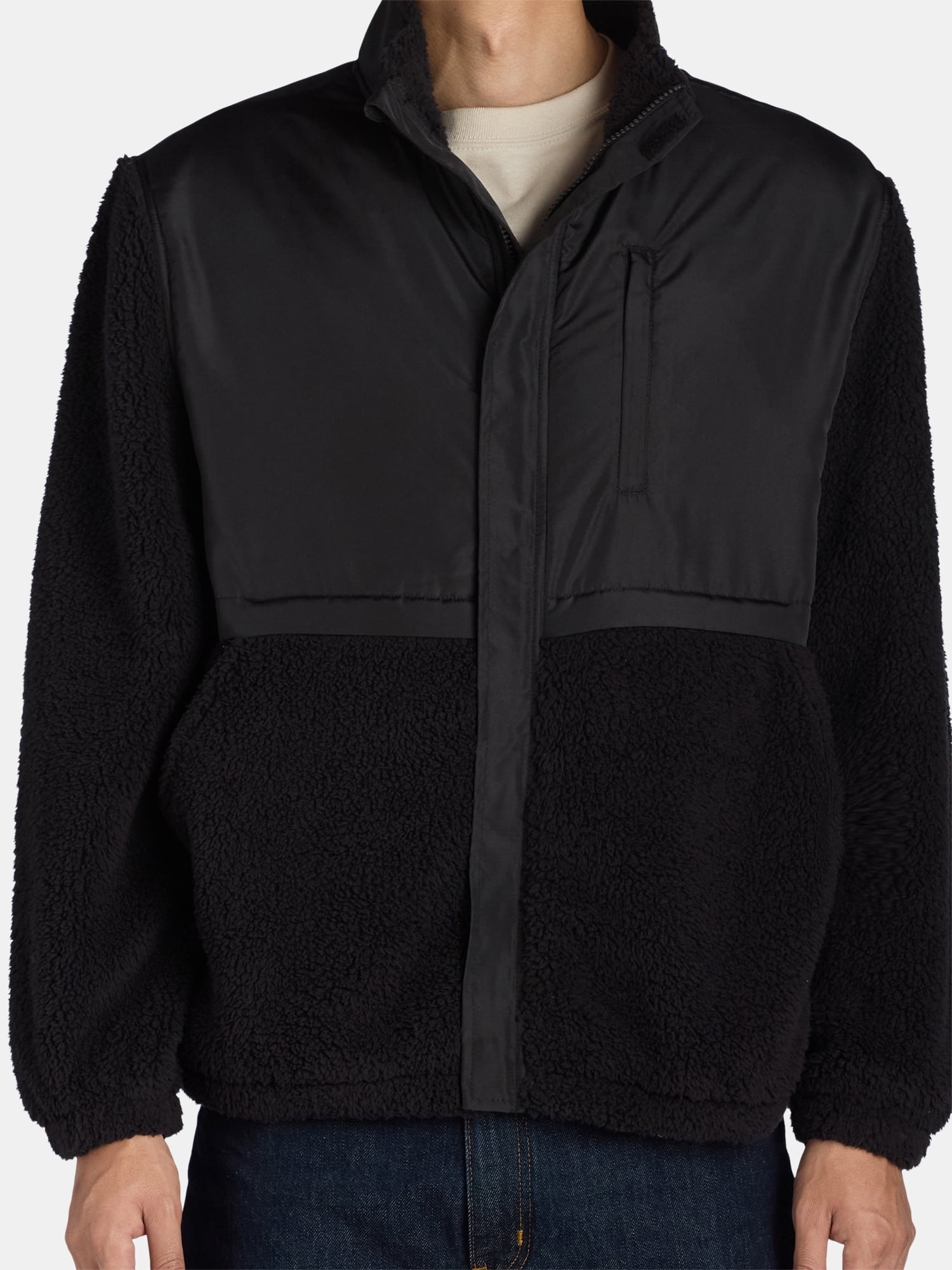ANDE Men's High Pile Fleece and Nylon Zip Jacket, Sizes S-3X