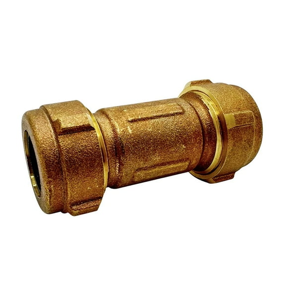 Thrifco 5325101 3/8 Inch IPS x 1/2 Inch Copper Short Pattern Brass Compression Coupling