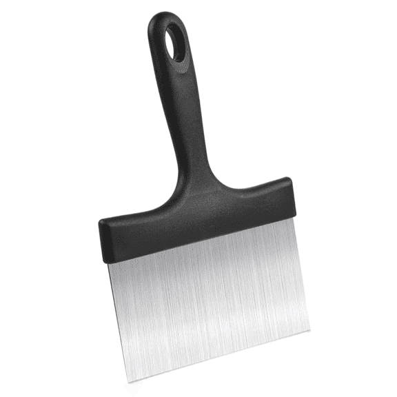 Heavy Duty Stainless Steel Griddle Scraper with 5" Handle for Blackstone, Metal Flat Top Grill Food Scraper & BBQ Turner Tool, Commercial Grade