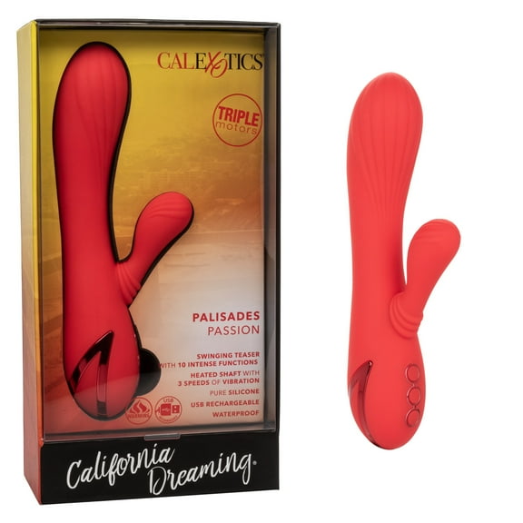 CalExotics California Dreaming Palisades Passion Rechargeable Rabbit Vibrator, Red