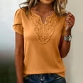 thumbnail image 4 of Enjoytime Women's Tops Solid Color Lace Patchwork V Neck Short Sleeve Blouses Summer Vacation Casual Shirts, 4 of 8