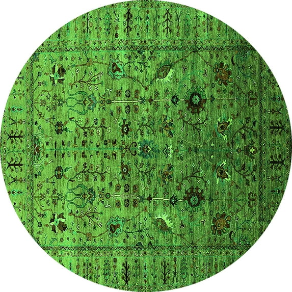 Ahgly Company Indoor Round Oriental Green Industrial Area Rugs, 8' Round