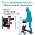 thumbnail image 5 of Andador con ruedas Vive Mobility - Andador médico plegable de 4 ruedas con asiento y bolsa - Ayuda de movilidad para adultos, personas mayores y personas con discapacidad (rosa perla, bolsa floral), 5 of 5