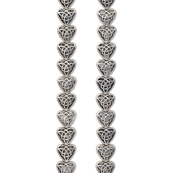Bead Landing  Antique Silver Carved Heart Beads, 8mm, 12 Pack
