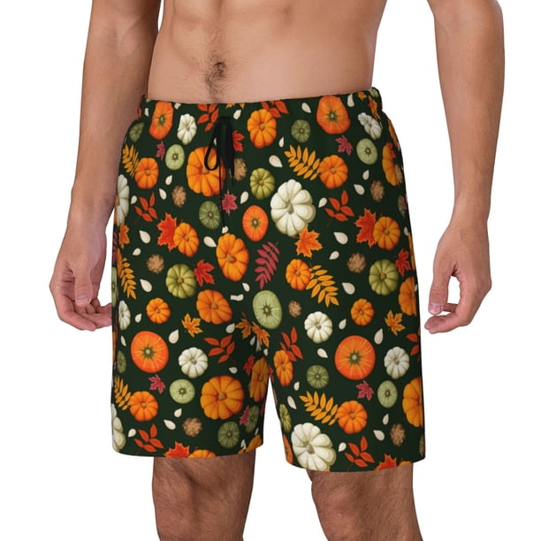 Fotbe Harvest Pumpkins Traje de Baño para Hombre – Shorts de Natación de Secado Rápido con Forro y Bolsillos-Small