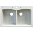 thumbnail image 3 of Transolid Aversa 33in x 22in silQ Granite Drop-in Double Bowl Kitchen Sink with 3 CAD Faucet Holes, In White, 3 of 4