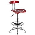 thumbnail image 1 of Vibrant Wine Red and Chrome Drafting Stool with Tractor Seat, 1 of 9