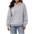 thumbnail image 2 of XRoczxe Women's Pullover Hoodie, Long Sleeve Fleece Sweatshirt with Kangaroo Pocket, Soft Casual Loose Fit Hooded Top for Fall Winter Lounge & Daily Wear, 2 of 8