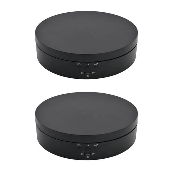 2X Black Rechargeable Turntable Display Stand, 360 Degree Rotation Speed/Angle Adjustable