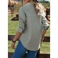 thumbnail image 3 of Women Corduroy Shirts Jacket Shacket Casual Button Down Long Sleeve Oversized Tops Plus Size, 3 of 5