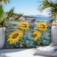 thumbnail image 4 of Outdoor Pillow Cover Sunflower Watercolor Set of 2 Waterproof Throw Pillowcases Rustic Floral Wood Grain Decorative Patio Furniture Pillows for Couch Garden Indoor & Outdoor Use, 4 of 9