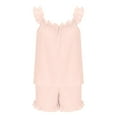thumbnail image 6 of WCJM Women Pajama Sets Pajamas Set Womens Loungewear Sleepwear 2 Piece PJ Sets Two Outfits Shorts Piece Tops Fringed Crop Edge Sleeveless Sets Women Sets And Women Suits & Sets, 6 of 8