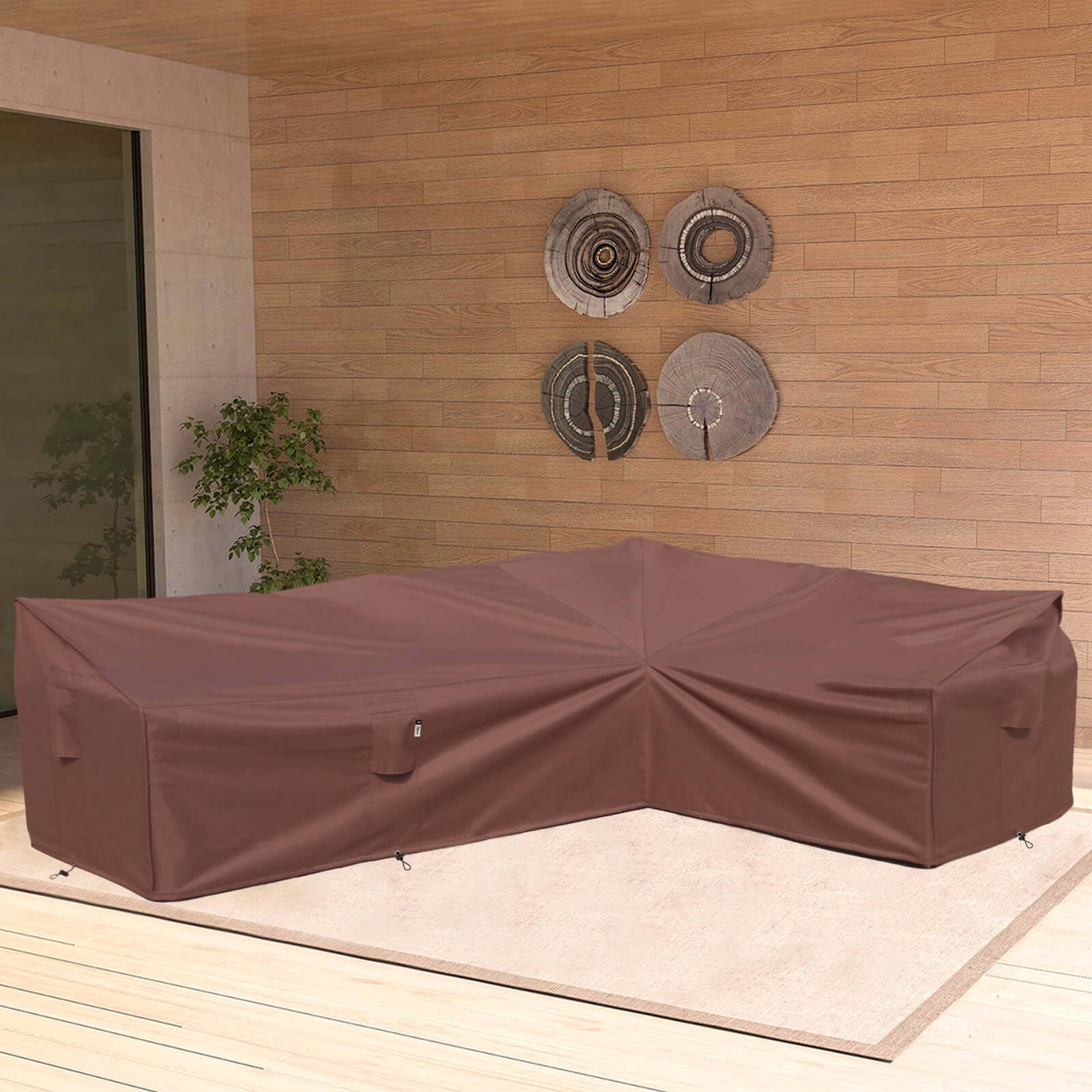 Flexiyard 104"x83" Patio Furniture Cover, Heavy Duty Waterproof 600D