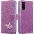 thumbnail image 5 of Wallet Case for Samsung Galaxy S20 FE 5G, Premium Glitter PU Leather Phone Case Card Slots Kickstand Case Magnetic Closure Bling Flip Case Shockproof Hand Strap Flip Cover - Glitter Purple, 5 of 12