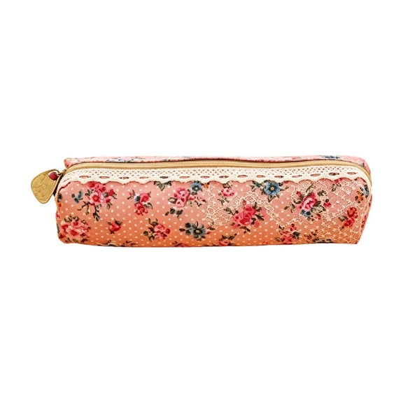 Small Floral Print Pencil Case, Cloth Coin Purse Travel Organizer, Compact Multipurpose Bag for Makeup Pens Jewelry, Adorable Holiday Gift for Him Her