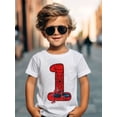 thumbnail image 4 of Camisetas de cumpleaños para niños de 1 a 9 años de Disney Marvel Spider Man, camisetas para niños, camisetas de fiesta para niñas con ropa, camisetas de moda para niños, 4 of 5