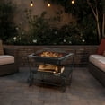 thumbnail image 3 of Costway Outdoor Wood Burning Fire pit Steel Patio Stove w/ Log Storage Rack & Wheels, 3 of 10