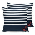 thumbnail image 7 of Outdoor Throw Pillow Cover Marine Nautical Theme Red Anchor Waterproof Cushion Covers 2 Pack Dark Navy Blue and White Stripes Pillow Cases Home Decoration for Patio Garden Couch Sofa, 7 of 7