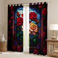 thumbnail image 2 of Homewish Romantic Rose Flwoer Black Out Curtains, Bohemian Western Plant Curtains Pack of 2 (42x63 Each), Teens Adult Female Bedroom Curtains, Window Curtains Room Decor, 2 of 6