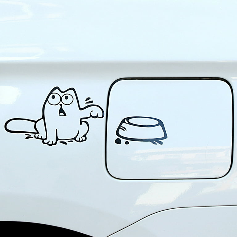 GENEMA Cute Cat & Bowl Sticker Helmet Fuel Tank Pointer Begging Decor Wall  Decals 
