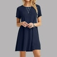 thumbnail image 1 of SMihono Robe d'Été Bohème pour Femmes Grande Taille Mode Décontractée Manches Courtes Col Rond Ample Mini Robe, 1 of 7