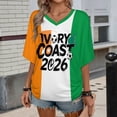 thumbnail image 2 of Soccer Cup 2026 Jersey IVORY COAST Soccer for Women with Colombia Flag Color Block and V Neck Short Sleeves Featuring Breathable Fabric for Game Day Parties Tailgating Events Black L, 2 of 6