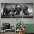 thumbnail image 3 of wall26 - 3 Piece Framed Canvas Wall Art - Black Rhinoceros Calf (Diceros Bicornis) Standing with Cow at a Waterhole - Modern Home Art Stretched and Framed Ready to Hang - 24"x36"x3 BLACK, 3 of 5