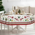 thumbnail image 3 of Christmas Tablecloth Oval Table Cloth 54 x 72 Table Cover Waterproof Fabric Tablecloths for Xmas Holiday Party Dinner Decor, Red and White, 3 of 6