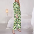 thumbnail image 3 of Salouo Banana Tree Leaves Pattern Women's Pajamas Set Long Sleeve Button Down Sleepwear Soft Pj Lounge Sets for women 2 Piece Pjs Set with Long Pants-X-Large, 3 of 7