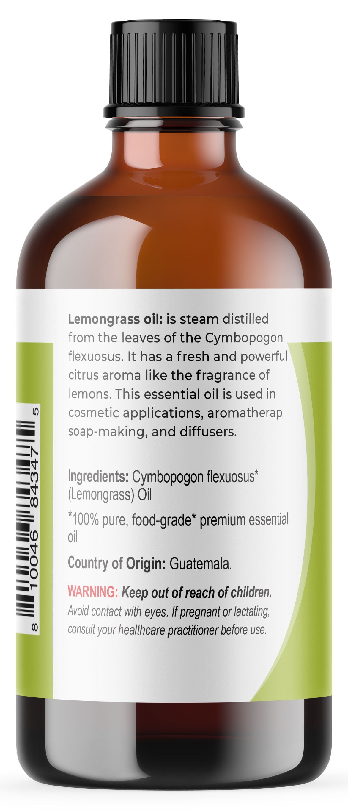 Viva Doria Pure Lemongrass Essential Oil, Undiluted, Food Grade, 118 mL (4 Fl Oz)