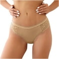 thumbnail image 2 of YWDJ Cheeky Underwear for Women Lace Lightweight No Show Sexy Lace Underwear Comfortable and Slim Hollowed Out Solid Panties Briefs Coffee L, 2 of 5