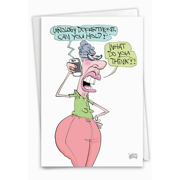 NobleWorks Funny Birthday Greeting Card with 5 x 7 Inch Envelope (1 Card) Bday Woman Urology Department C7883BDG