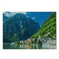 thumbnail image 2 of Landscape Cutting Board, Natural View of Hallstatt in Austria Mountains Forest Town Houses Clear Sky, Decorative Tempered Glass Cutting and Serving Board, Large Size, Green Blue White, by Ambesonne, 2 of 5