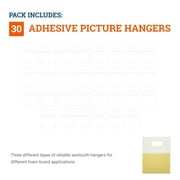 Picture Hang Solutions Plastic Adhesive Sawtooth Hangers for Frames and Foam Cores 30 Pieces Per Pack