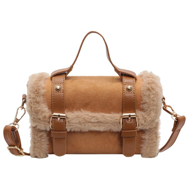 Bolso Pequeño Cuadrado Hombro Mano Terciopelo Felpa Con Solapa Ante para Mujer