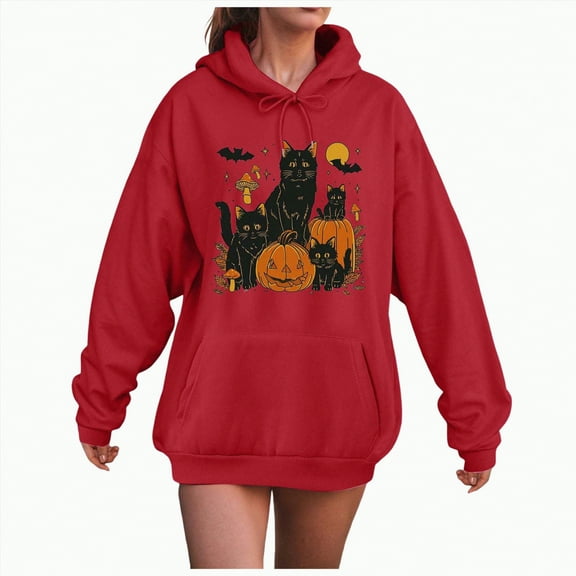 Towmus Women's Sweatshirt Graphic Hoodies Drawstring Hoodie Women Casual Long Sleeve Loose Pullover Tops With Pocket