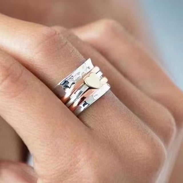 Anillos de corazón clásicos de moda, anillo giratorio para aliviar la ansiedad, diseño de corazón, anillos giratorios, anillo de amor, cumpleaños, regalos del Día de San Valentín para mujere