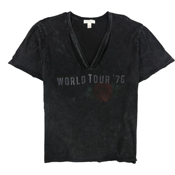 Sun & Shadow Womens World Tour '76 Graphic T-Shirt, Black, XX-Small