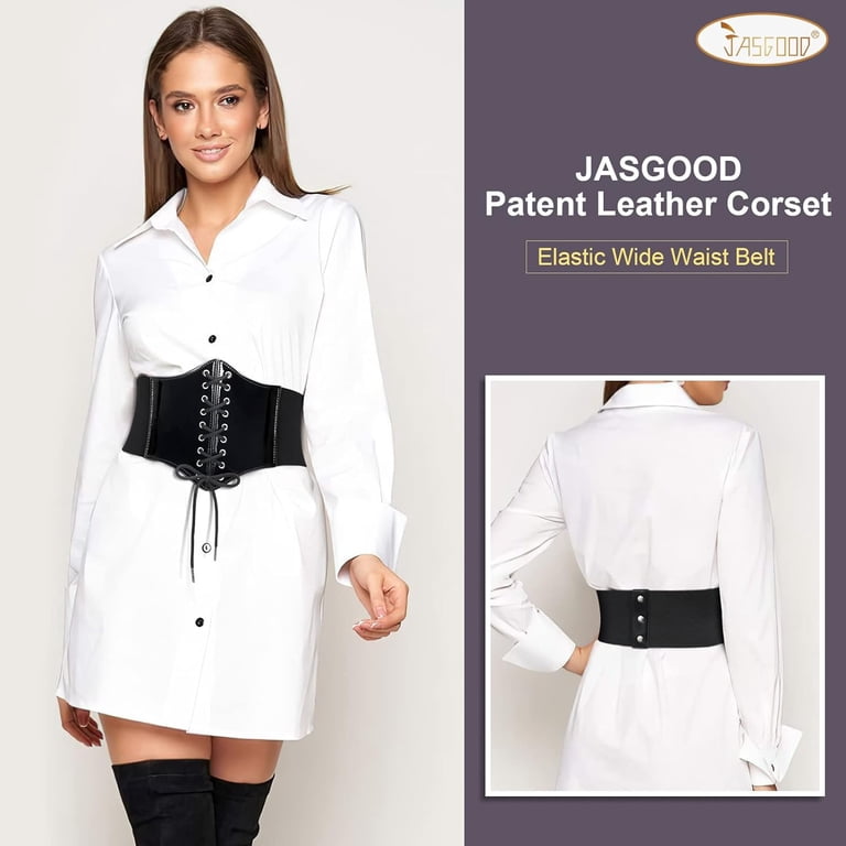 Women Corset Belt Patent Leather Tied Waspie Belt Vintage  display picture 2