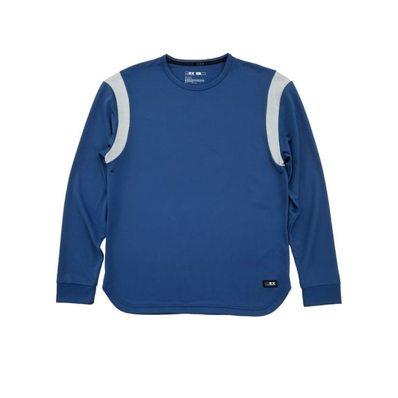 MSX By Michael Strahan Mens Blue Gray Premium Terry Active Long Sleeve Shirt L