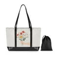 thumbnail image 7 of FORMRS Canvas Laptop Tote Bag for Women with 15.6" Computer Compartments Shoulder Handbag, Gray Cute Flower, 7 of 7